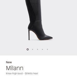Milann Black Knee-High Stiletto Boots